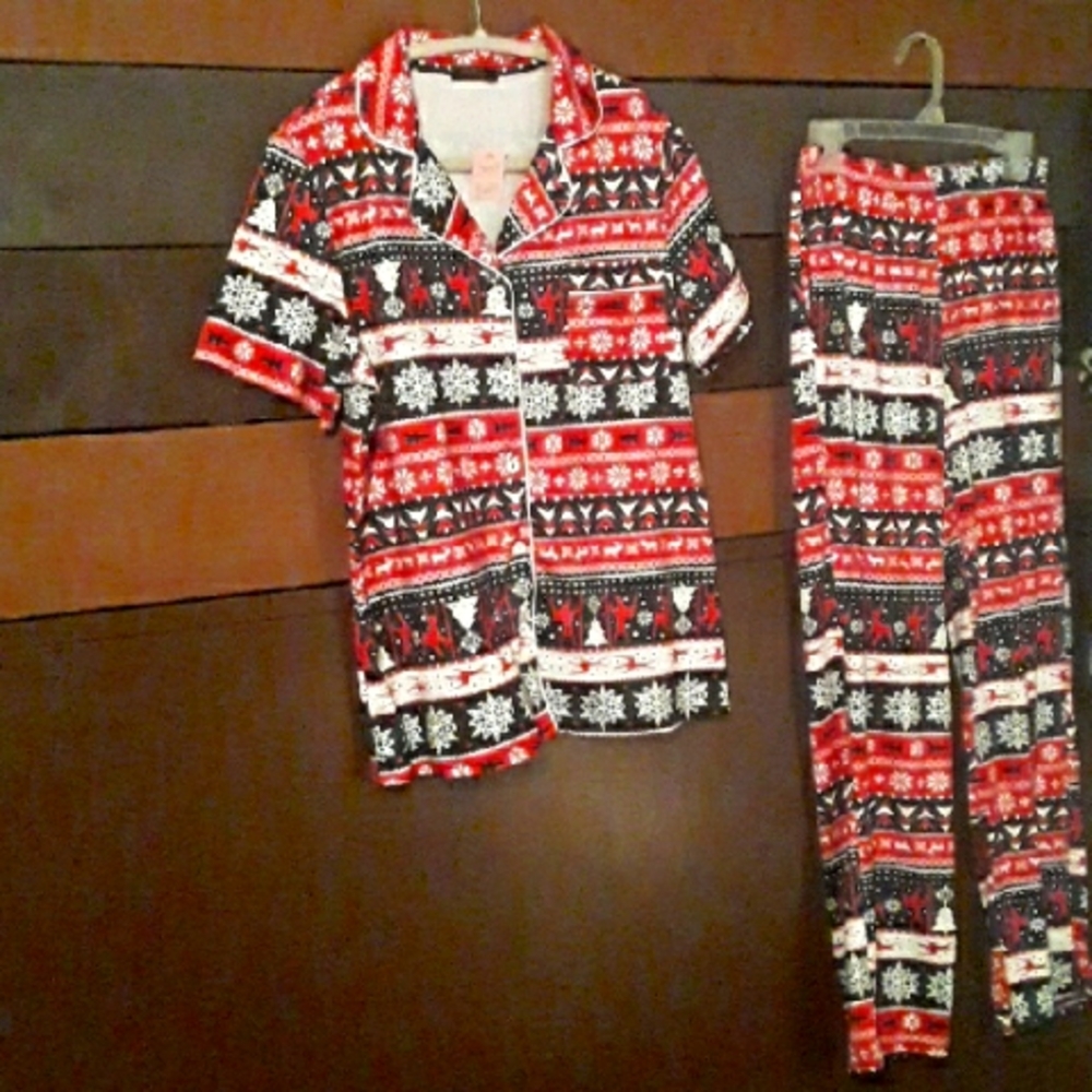 Avidkove Small Short sleeve 2 Piece Winter Christmas Night Outfit Pajamas